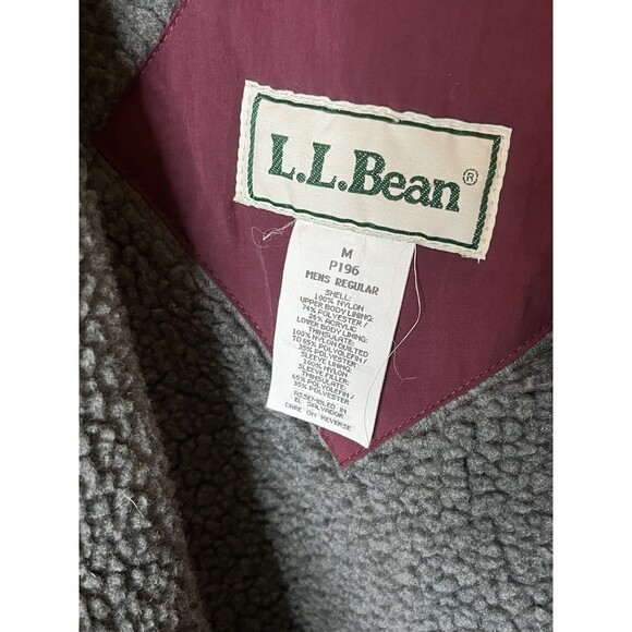 Vintage L.L. Bean Mens Medium Maroon Full Zip Up Jacket 100% Nylon Used - Picture 2 of 8